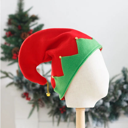 Gorro de elfo de felpa con campana para Navidad