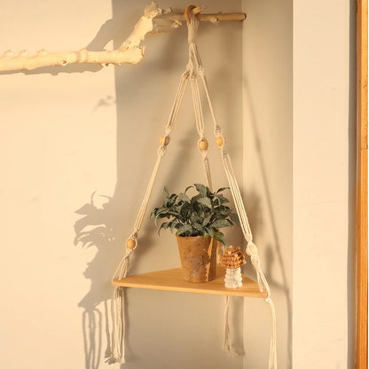 Estanterías decorativas para pared colgantes de madera estilo boho