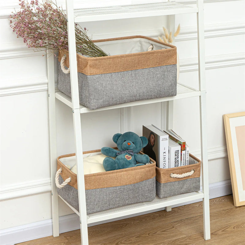 Cesta de almacenamiento de lino en dos colores plegable con asaCestasHome & Garden > Household Supplies > Storage & Organization > Household Storage Containers