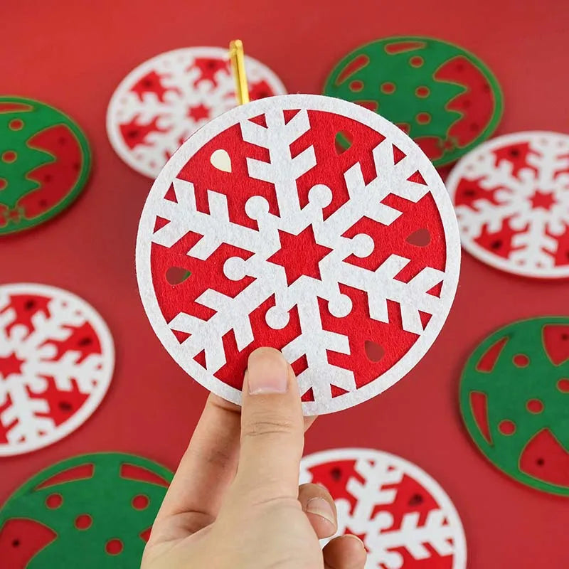 Posavasos navideños con forma de copo de nieve y árbol