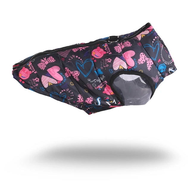 Chaleco impermeable con estampado de corazones para perros