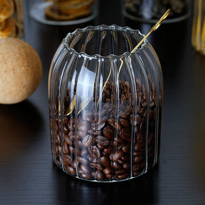 Storage glass jar with cork lid