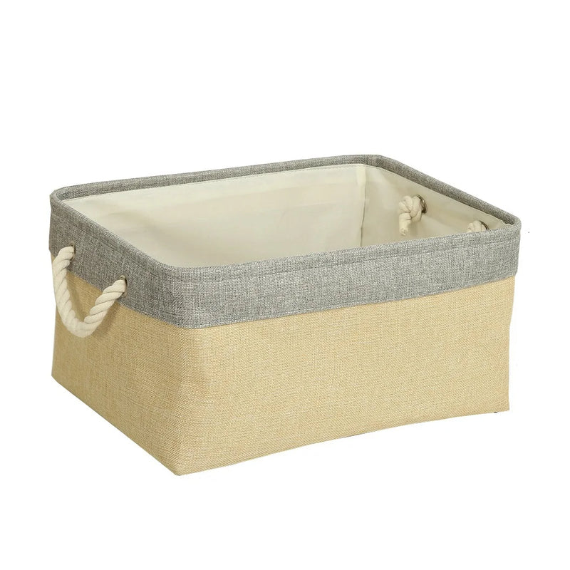 Cesta de almacenamiento de lino en dos colores plegable con asaCestasHome & Garden > Household Supplies > Storage & Organization > Household Storage Containers