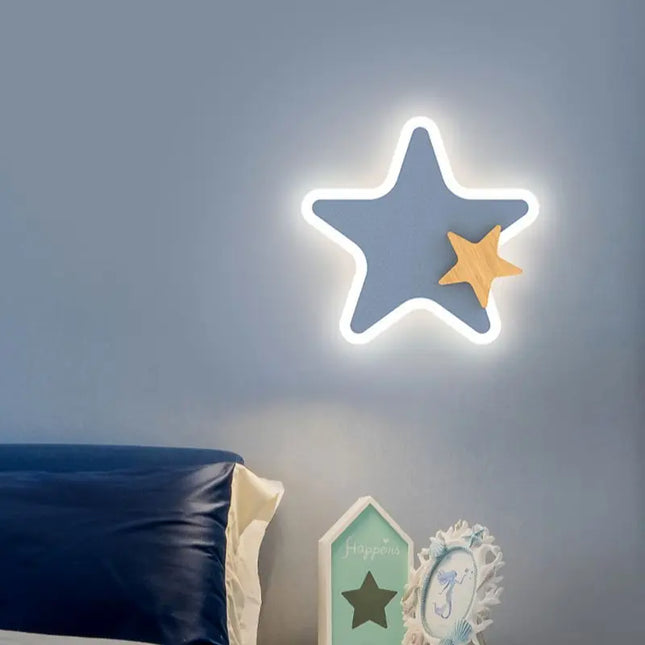 LED wall lamp in the shape of a rocket, moon and star