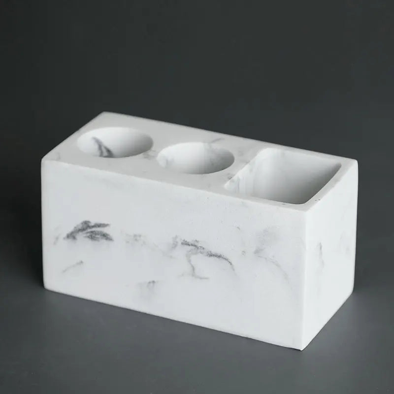 Portacepillos de dientes de resina efecto mármol | Organizador de baño para cepillos y pasta dental | Disponible en blanco o negroSoportes para cepillos de dientesHome & Garden > Bathroom Accessories > Toothbrush Holders