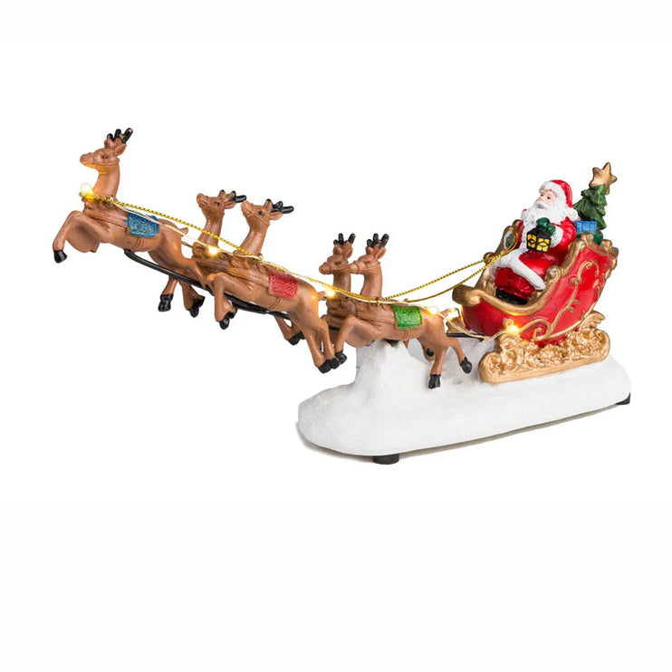 Reindeer and Santa Claus Sleigh with LED Light