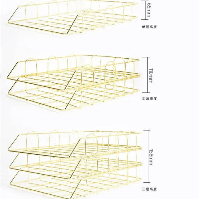 Bandeja organizadora de metal para escritorio