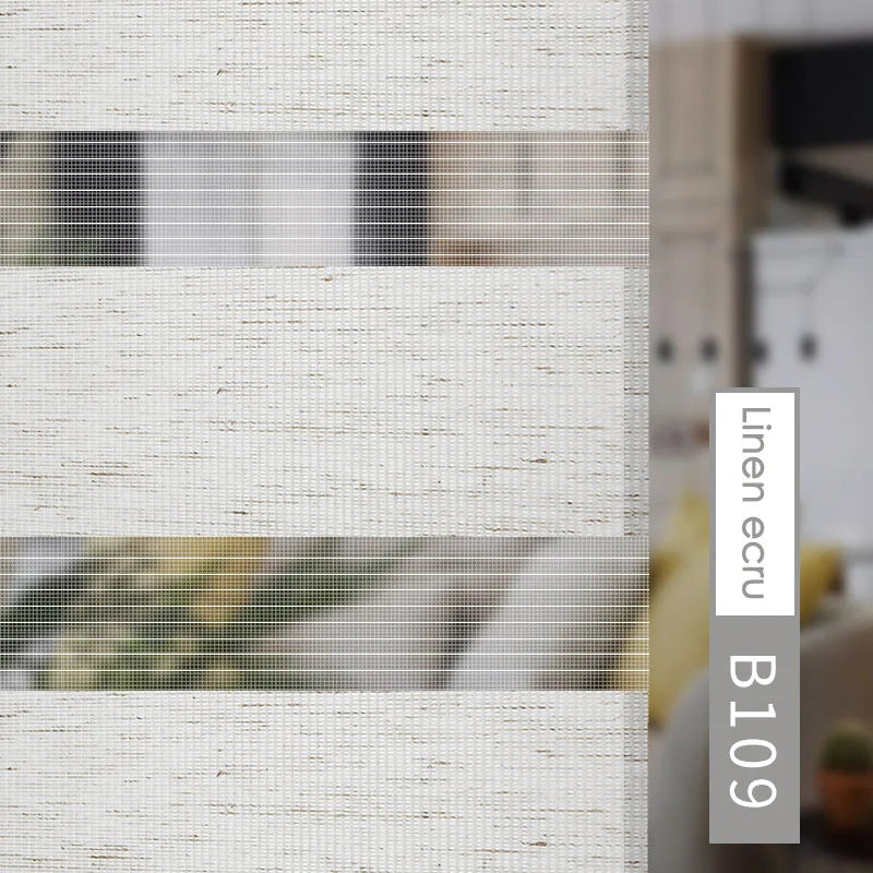 Estor enrollable de cebra de doble capa en colores neutrosPersianas