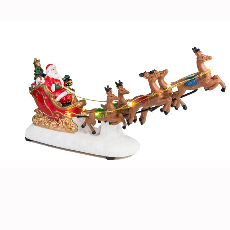 Reindeer and Santa Claus Sleigh with LED Light