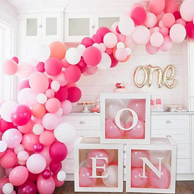 Transparent box with letters for balloons