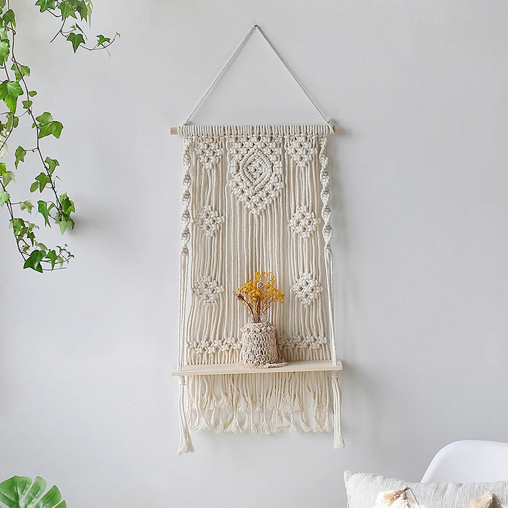 Estanterías decorativas para pared colgantes de madera estilo boho