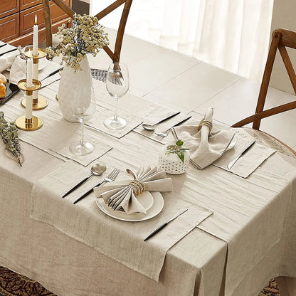 Rustic style linen fabric tablecloth 90cm - 200cm