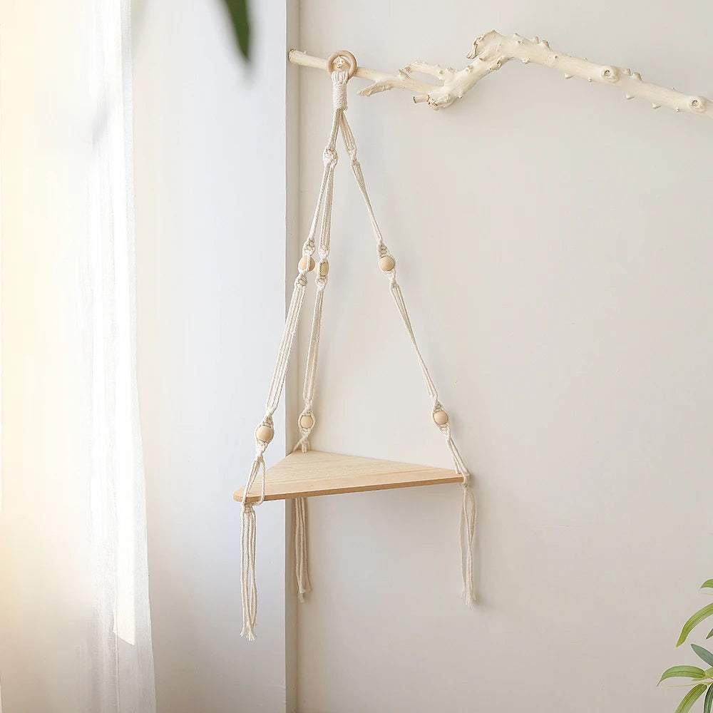 Estanterías decorativas para pared colgantes de madera estilo boho