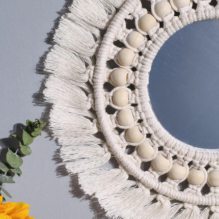 Macrame wall mirror for Bohemian decoration