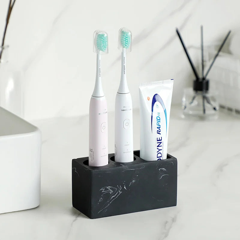 Portacepillos de dientes de resina efecto mármol | Organizador de baño para cepillos y pasta dental | Disponible en blanco o negroSoportes para cepillos de dientesHome & Garden > Bathroom Accessories > Toothbrush Holders