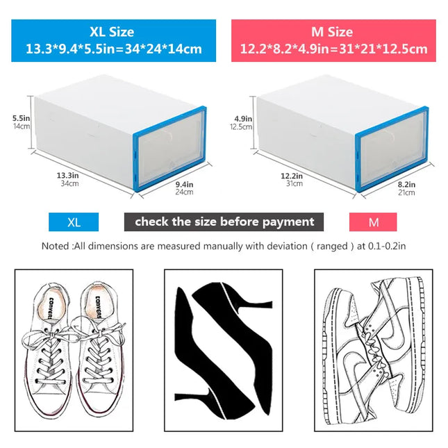 Boîtes de rangement de chaussures transparentes