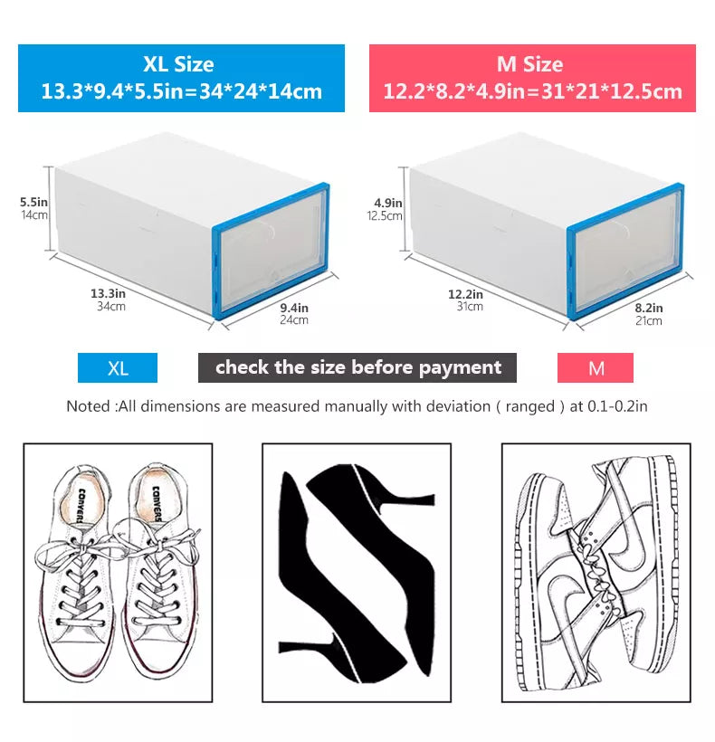 Cajas de almacenamiento de zapatos transparentes
