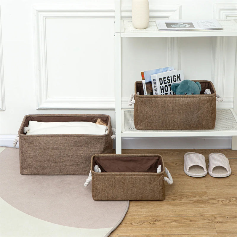 Cesta de almacenamiento de lino plegable con asaCestasHome & Garden > Household Supplies > Storage & Organization > Household Storage Containers