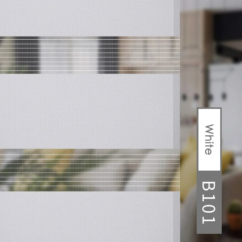 Estor enrollable de cebra de doble capa en colores neutrosPersianas