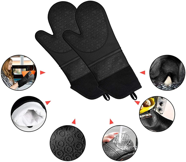 Heat Resistant Oven Mitts and Pot Holders Set