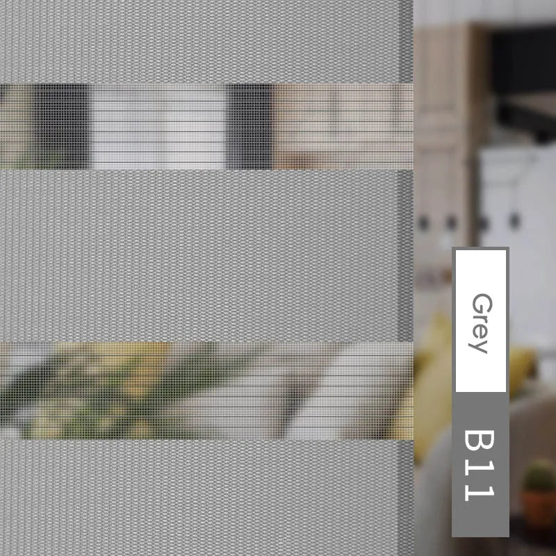 Estor enrollable de cebra de doble capa en colores neutrosPersianas