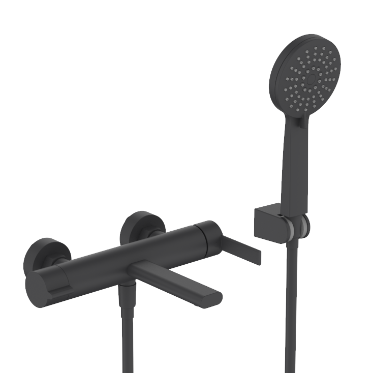 Grifo monomando baño ducha negro mate con flexo y teleducha | 3_BP