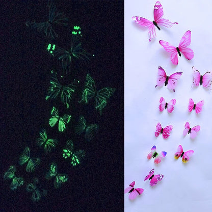 Pegatinas de pared luminosas 3D de mariposa