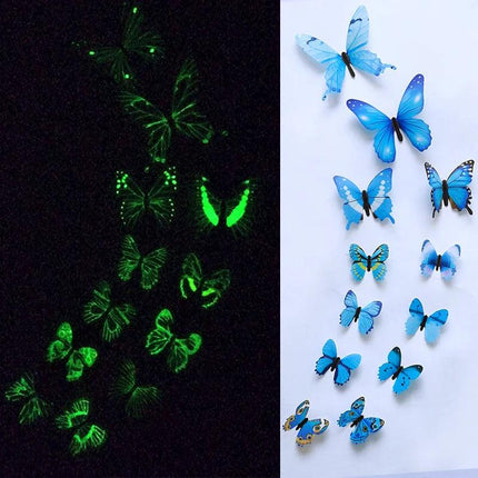 Autocollants muraux lumineux papillon 3D