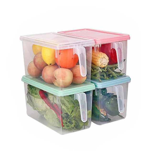 Caja de almacenamiento de plástico con asa para refrigerador