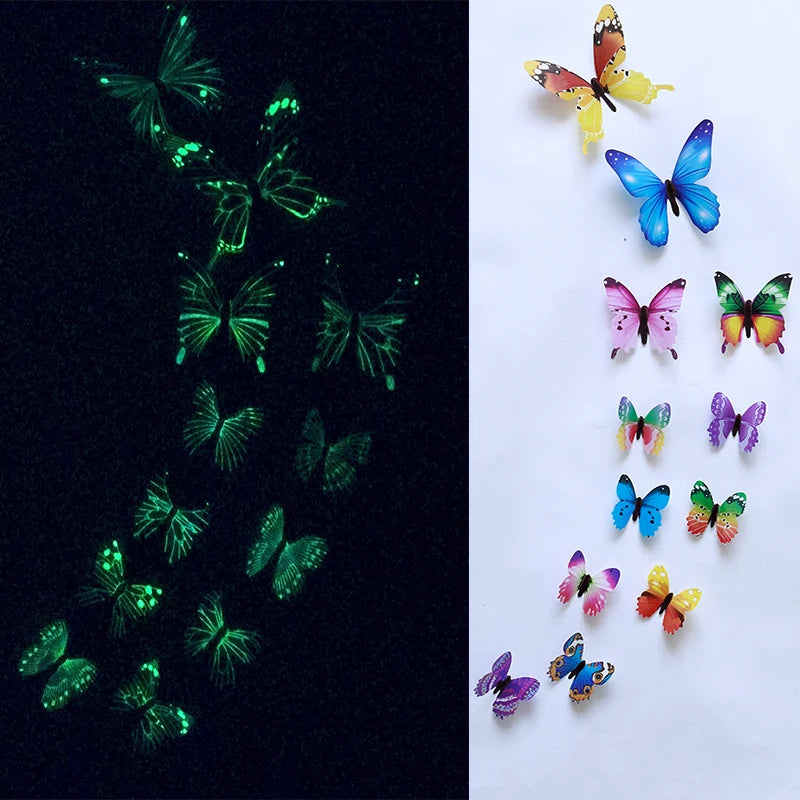 Pegatinas de pared luminosas 3D de mariposa