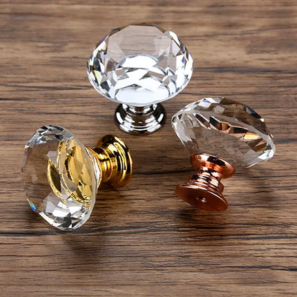 Clear diamond shaped glass knobs 20-30-40mm