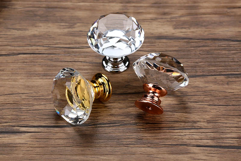 Clear diamond shaped glass knobs 20-30-40mm