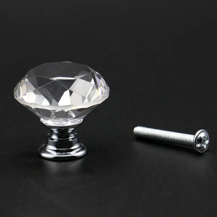 Clear diamond shaped glass knobs 20-30-40mm