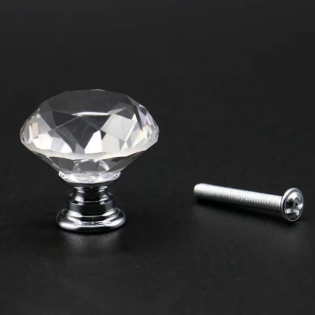 Boutons en verre transparent en forme de diamant 20-30-40mm