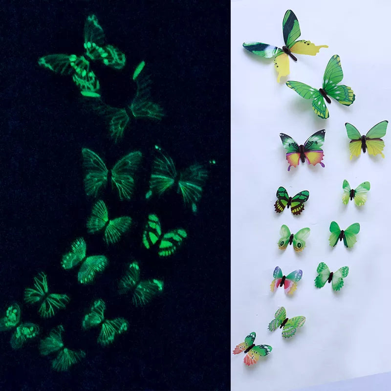 Pegatinas de pared luminosas 3D de mariposa