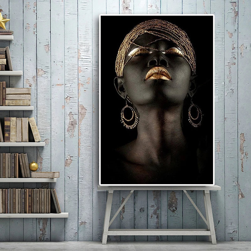 Impresión en lienzo de mujer africana con joyas doradasCuadrosHome & Garden > Decor > Artwork > Posters, Prints, & Visual Artwork > Posters