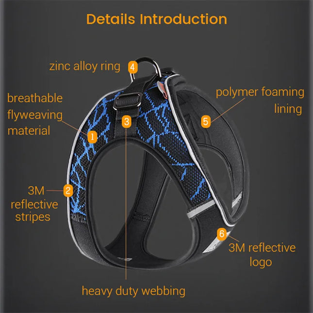 Reflective anti-pull dog harness