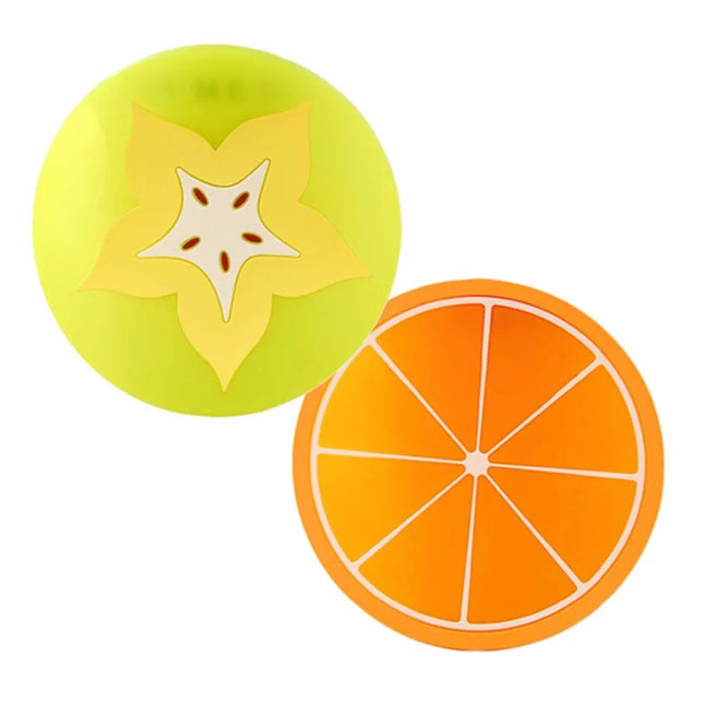 Thin gel coasters with non-slip silicone in the shape of a fruit, pack of 6 units