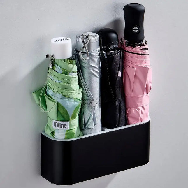 Drill-free umbrella organizer rack with removable water tank