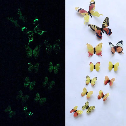 Pegatinas de pared luminosas 3D de mariposa