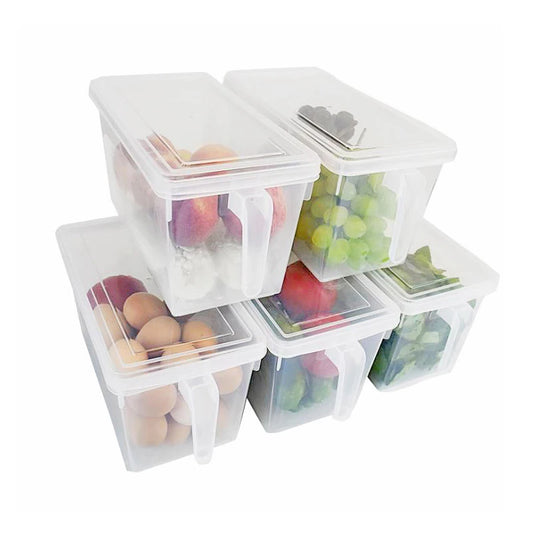 Caja de almacenamiento de plástico con asa para refrigerador