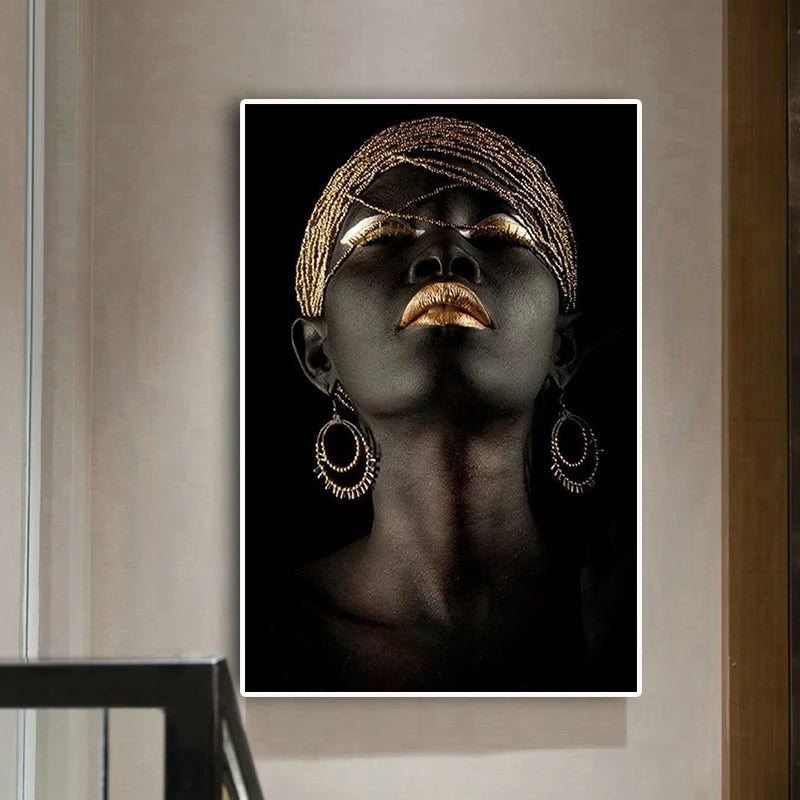Impresión en lienzo de mujer africana con joyas doradasCuadrosHome & Garden > Decor > Artwork > Posters, Prints, & Visual Artwork > Posters