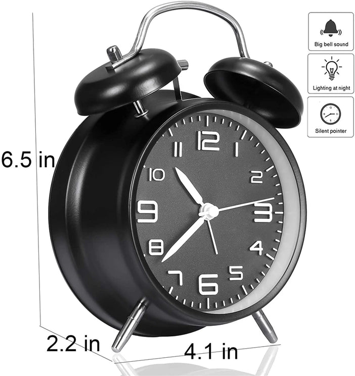 Reloj despertador con doble campana y esfera 3D