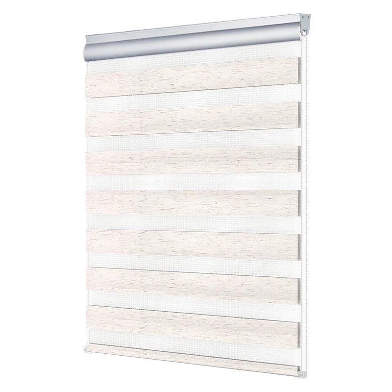 Estor enrollable de cebra de doble capa en colores neutrosPersianas