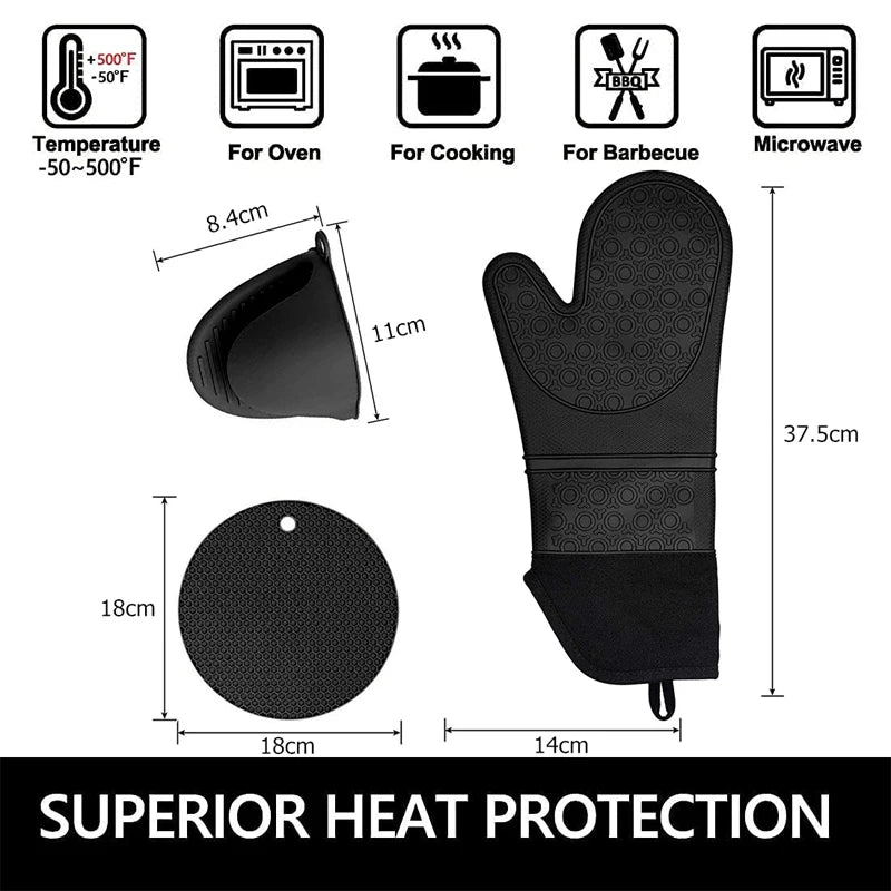 Juego de manoplas de horno y soportes para ollas resistentes al calor