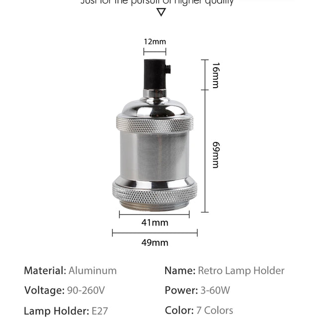 Portalámparas colgante vintage E27- E26 de aluminio