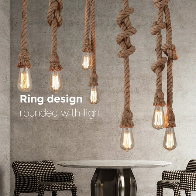 Vintage hemp rope pendant lights