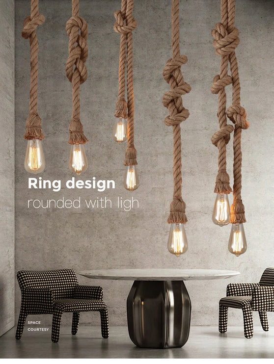 Vintage hemp rope pendant lights