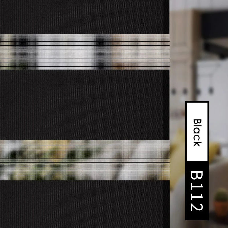 Estor enrollable de cebra de doble capa de coloresPersianas