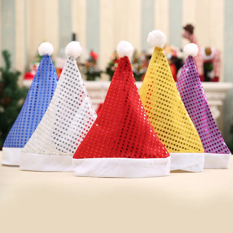 Gorros de lentejuelas de Papá Noel para adultos